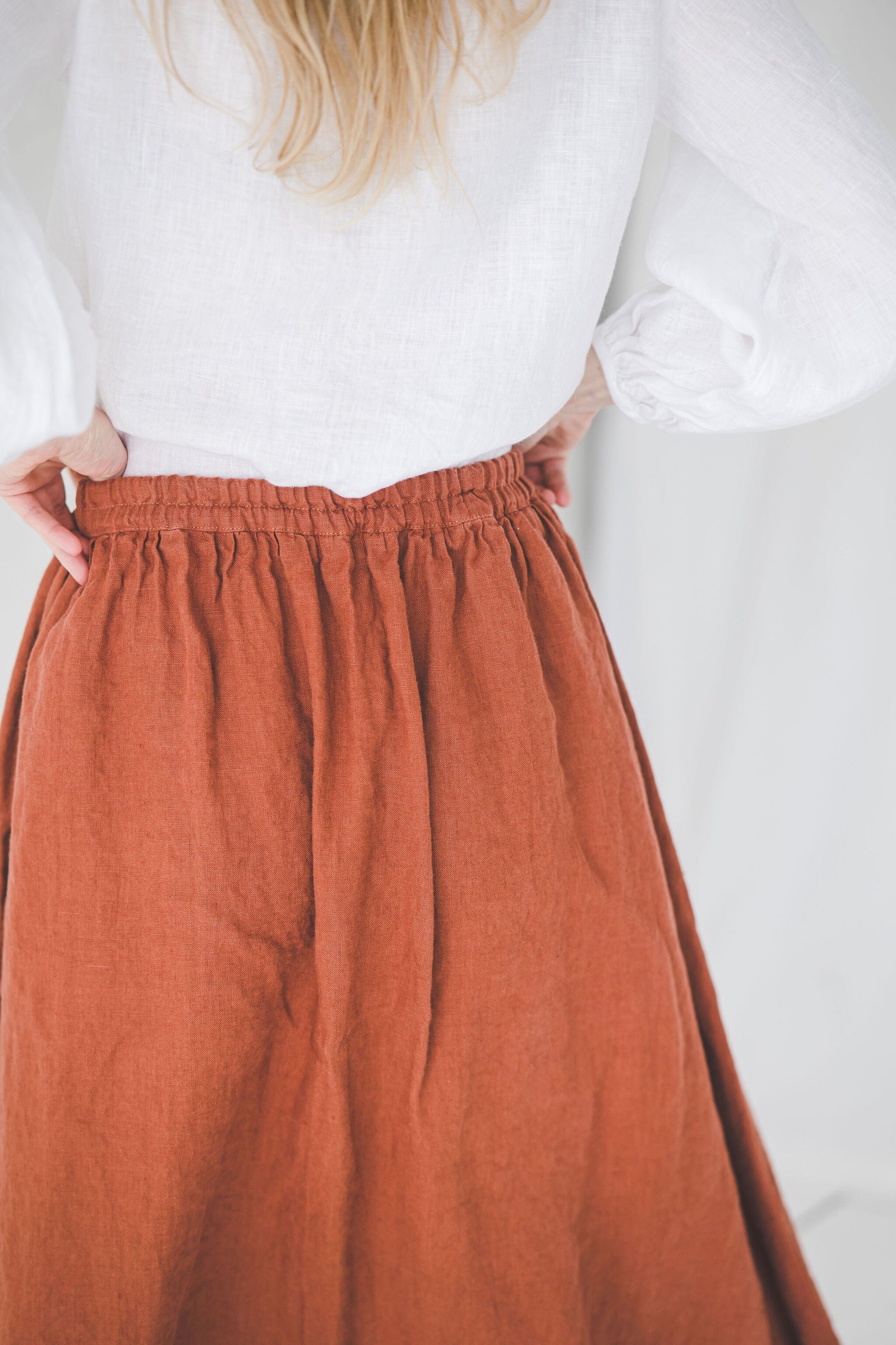 Victorian Maxi Linen Skirt with Tie Belt SK10 Old Linen Mill