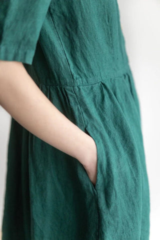 Vintage Style Linen Collared Dress Old Linen Mill 