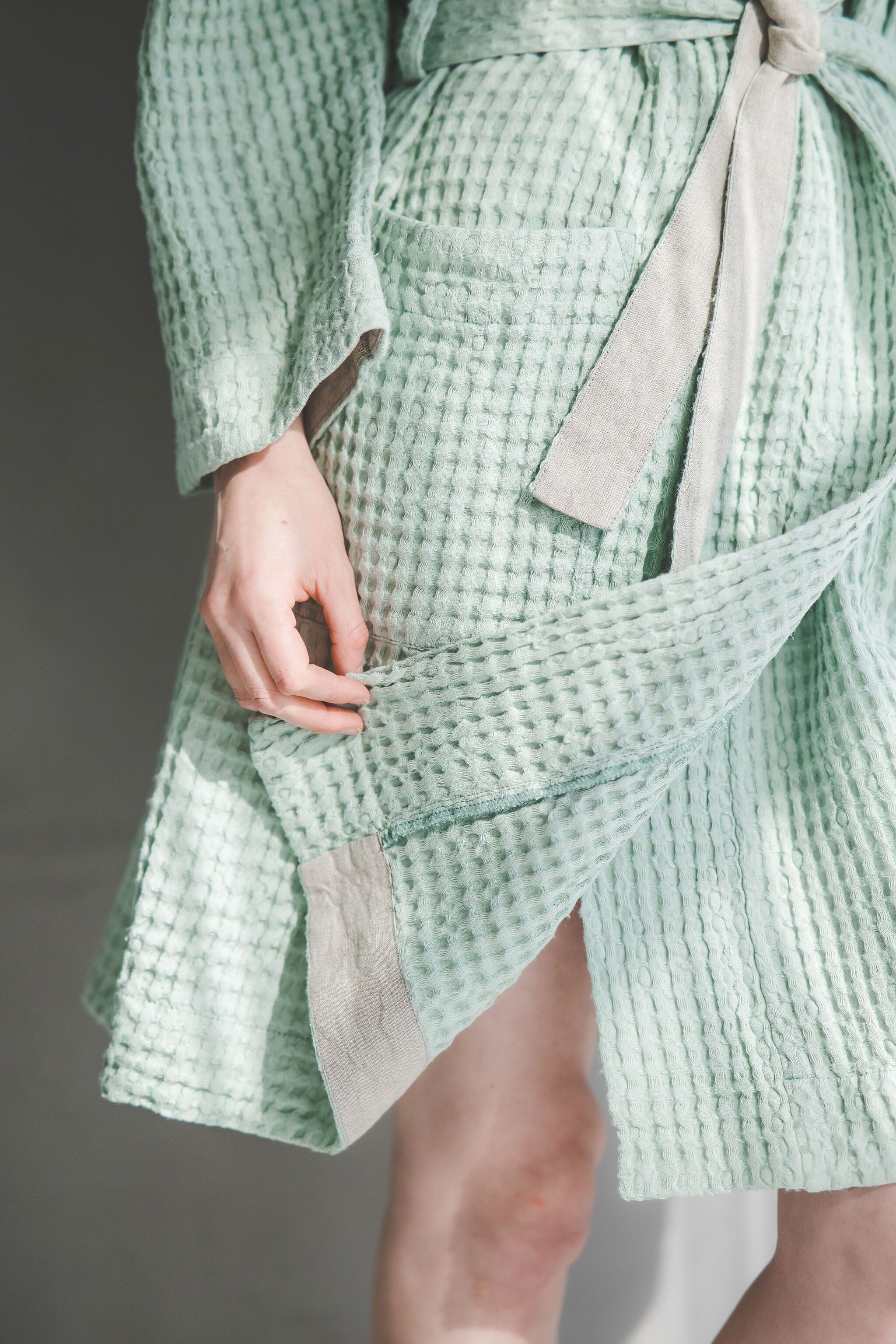 Waffle Linen Cotton Bathrobe BATH02 Old Linen Mill