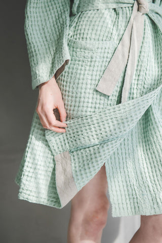 Waffle Linen Cotton Bathrobe BATH02 Old Linen Mill