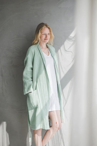 Waffle Linen Cotton Bathrobe BATH02 Old Linen Mill