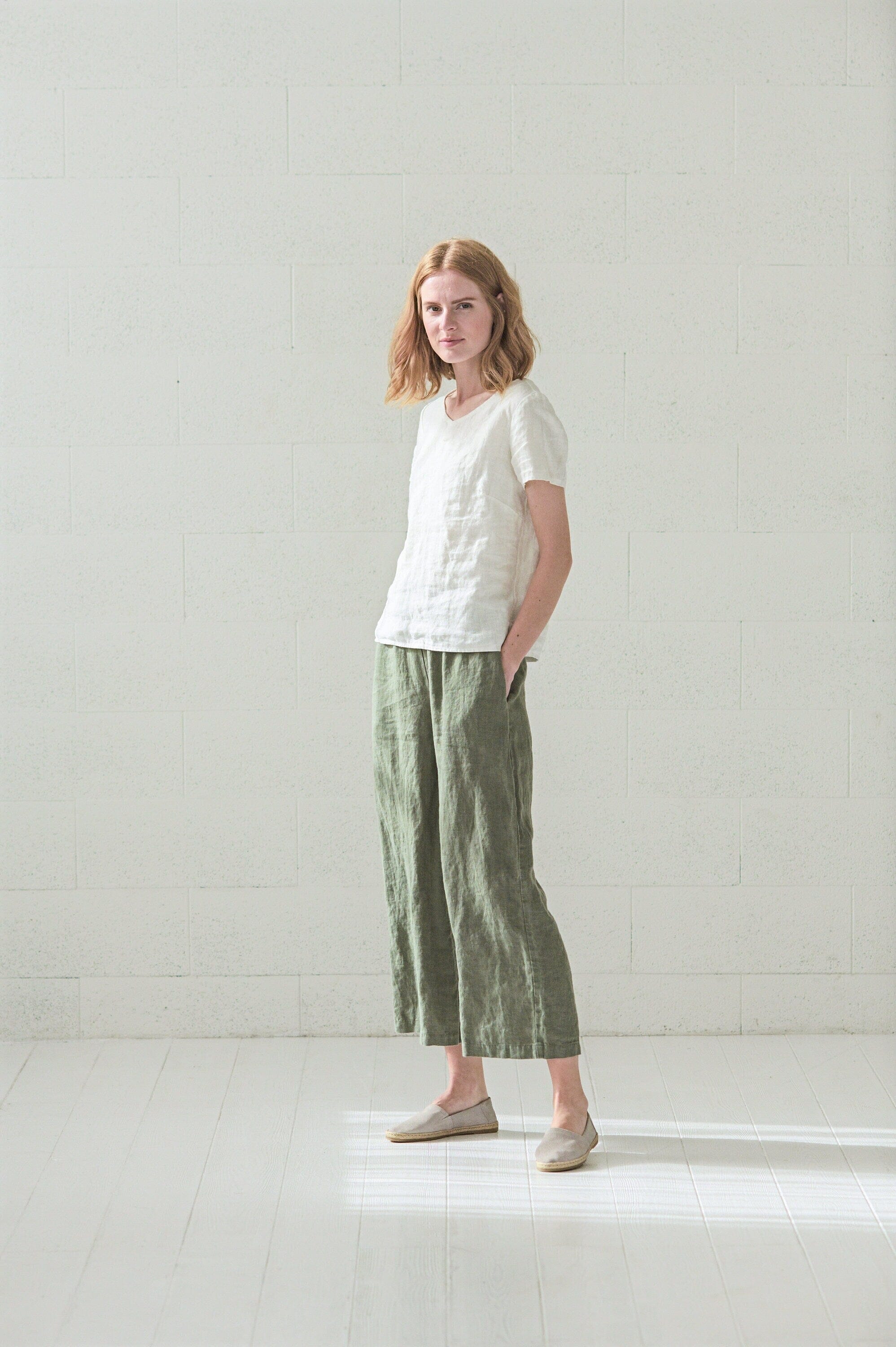 Wide Leg Loose Linen Pants Old Linen Mill 