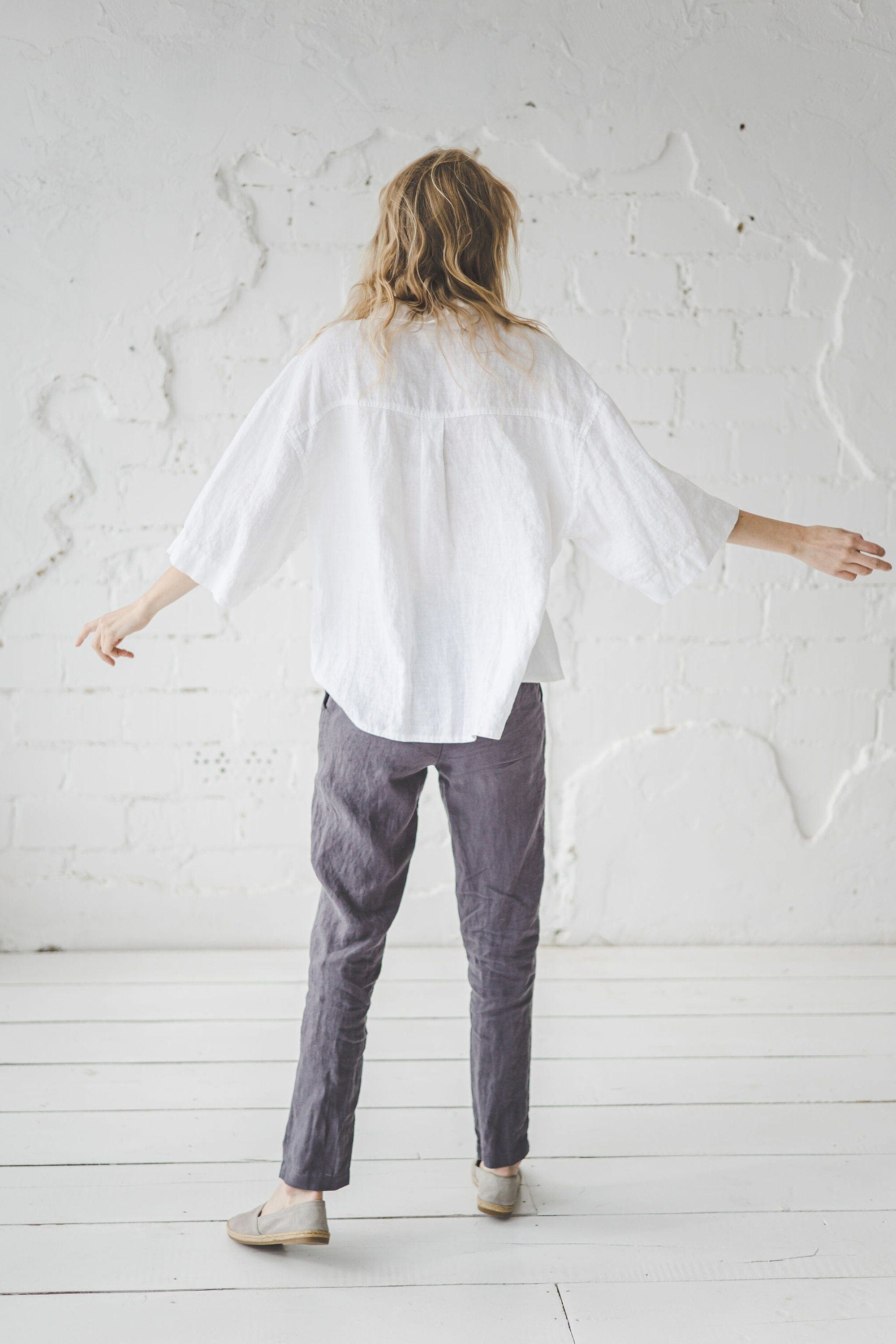 Wide Sleeves Linen Shirt Old Linen Mill 