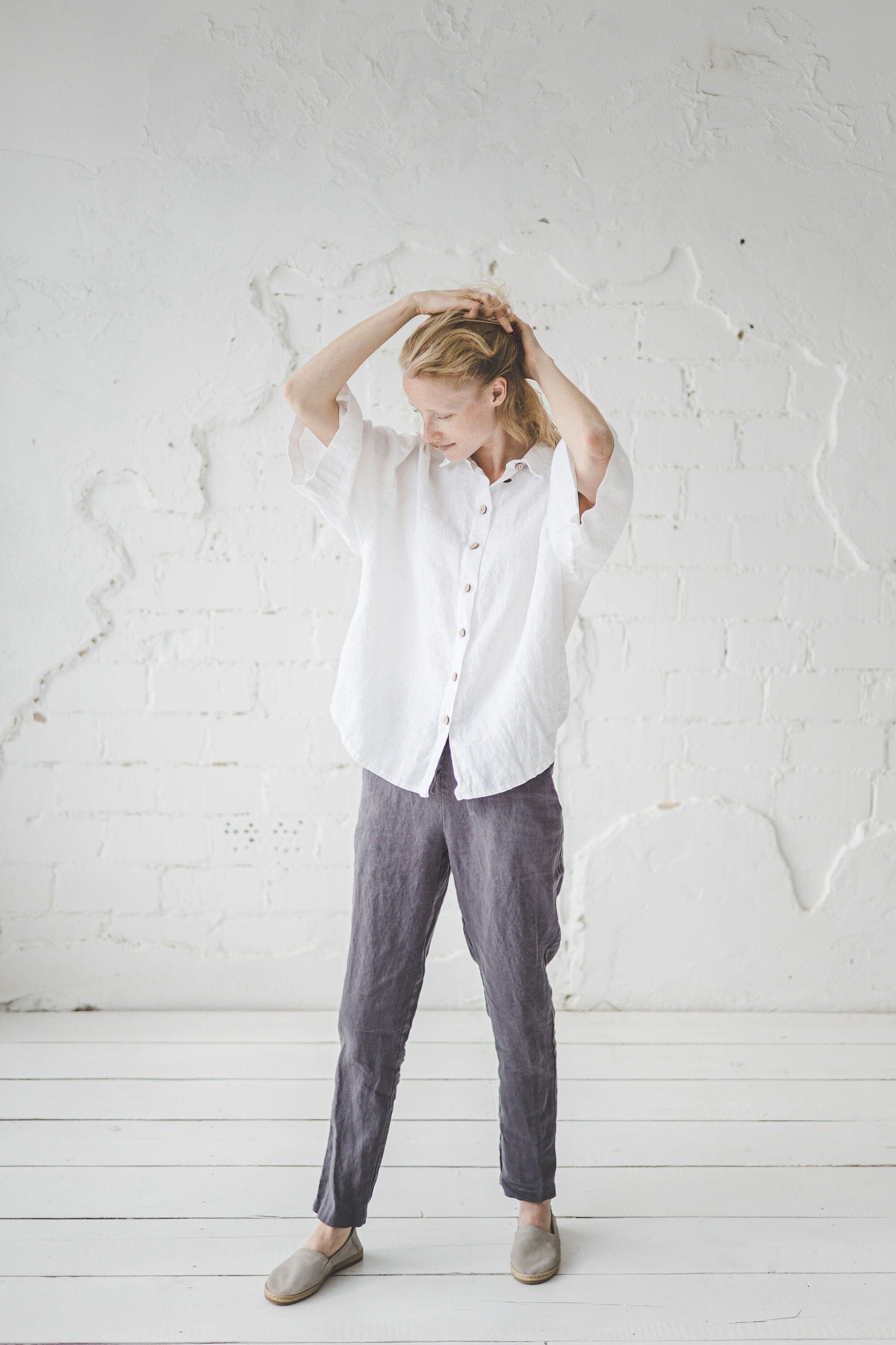Wide Sleeves Linen Shirt Old Linen Mill 