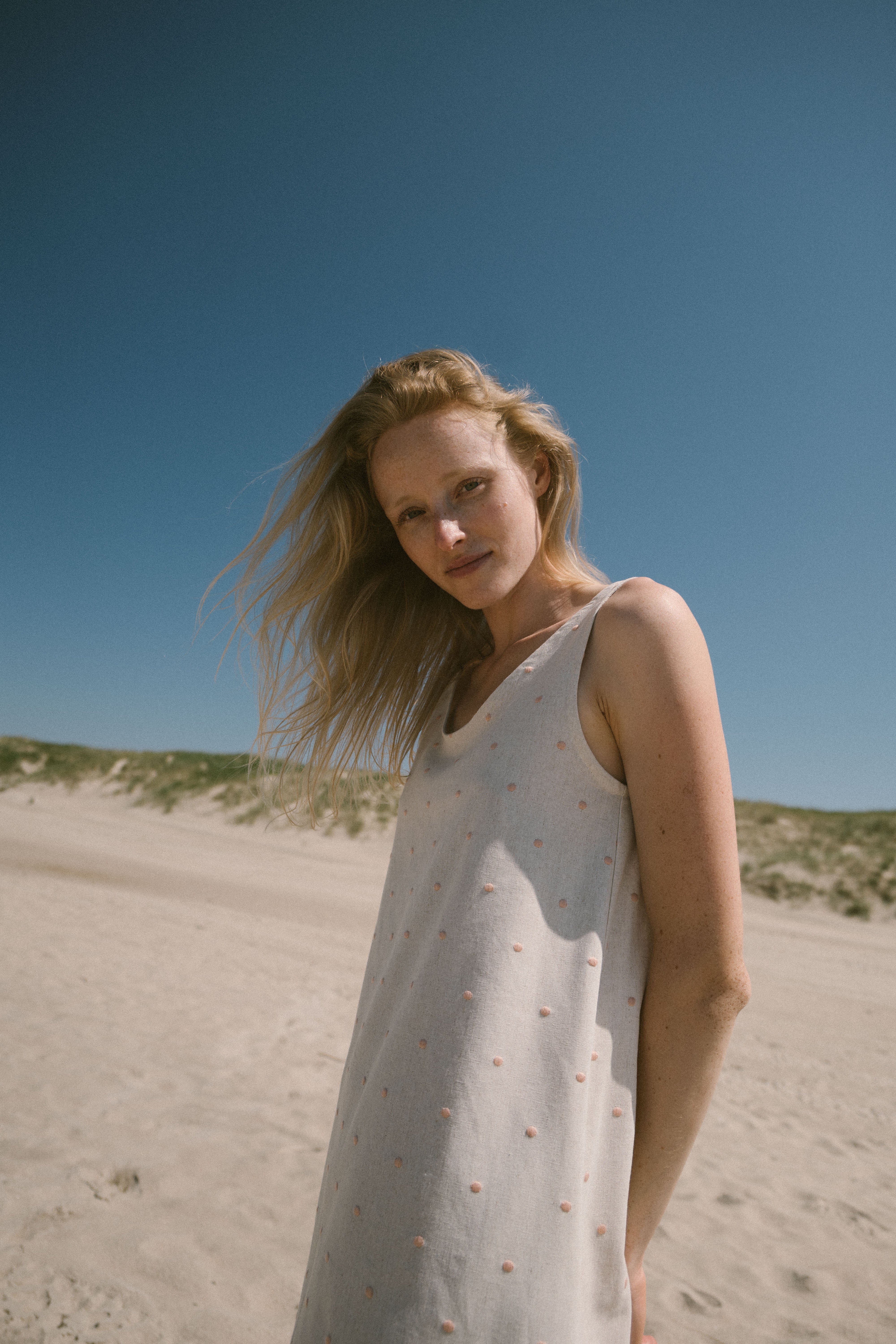 Women Slip Polka Dot Dress D04 Old Linen Mill