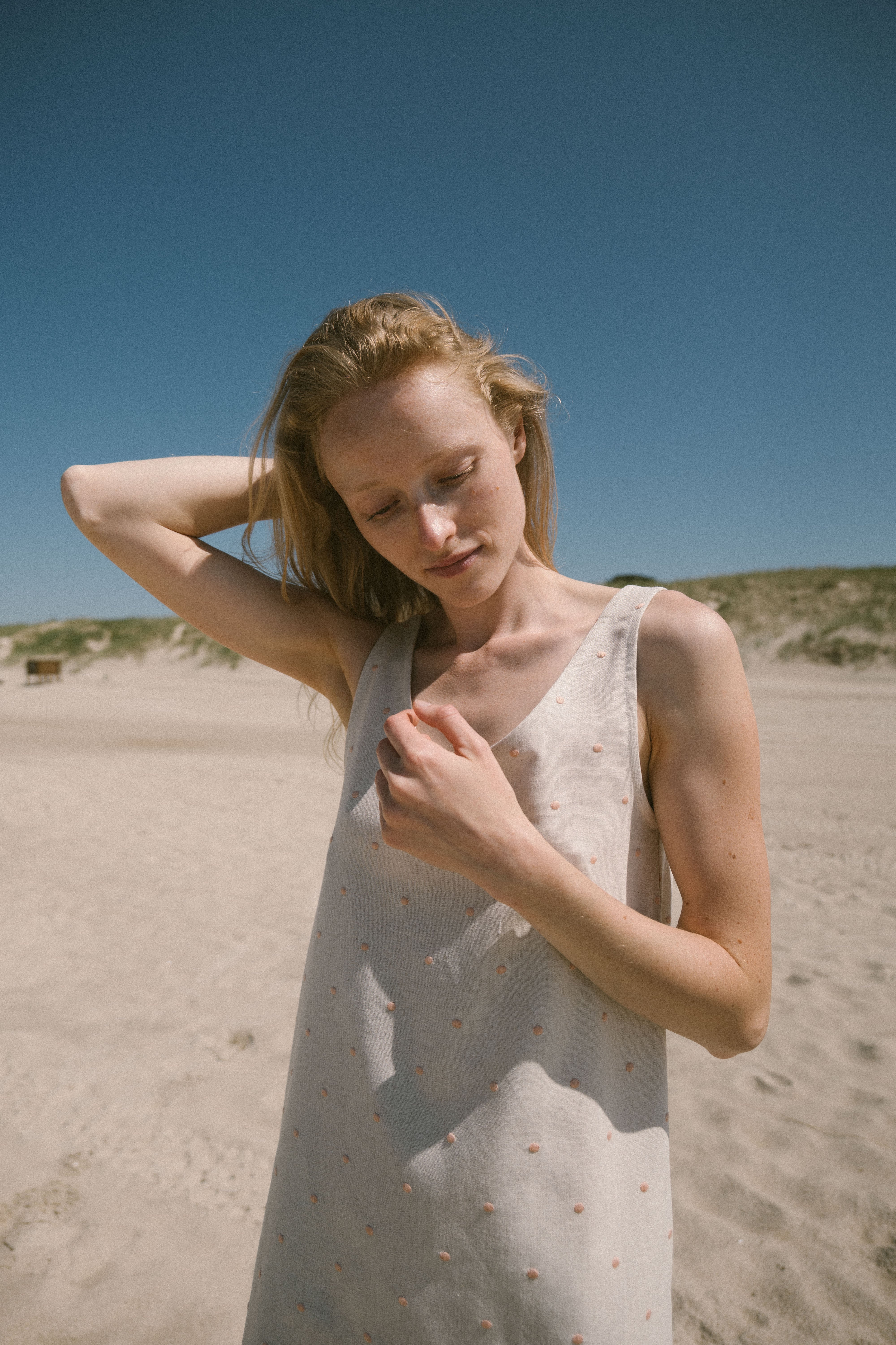 Women Slip Polka Dot Dress D04 Old Linen Mill