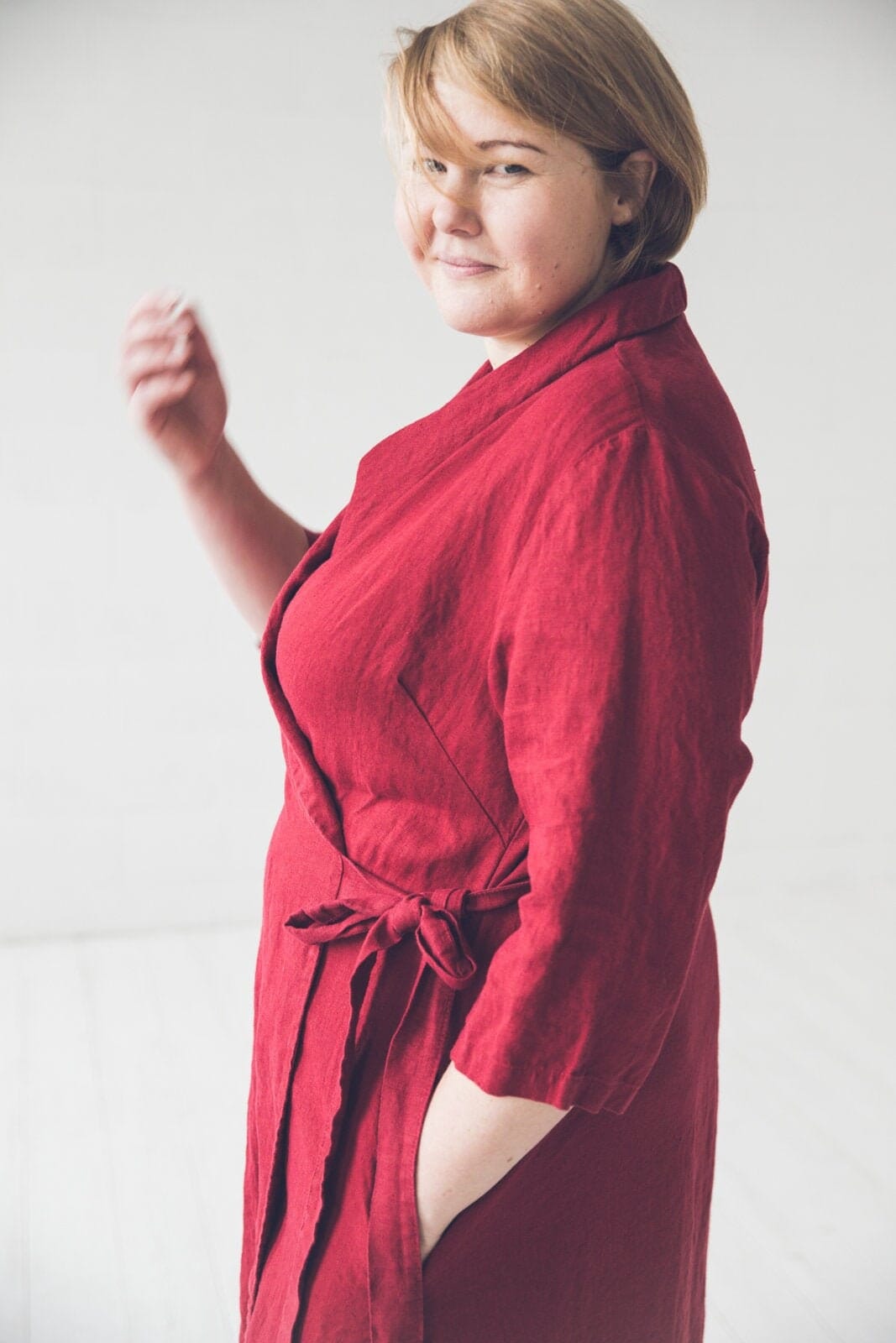 Wrap Linen Long Robe Dress Old Linen Mill 