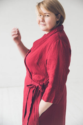 Wrap Linen Long Robe Dress Old Linen Mill 