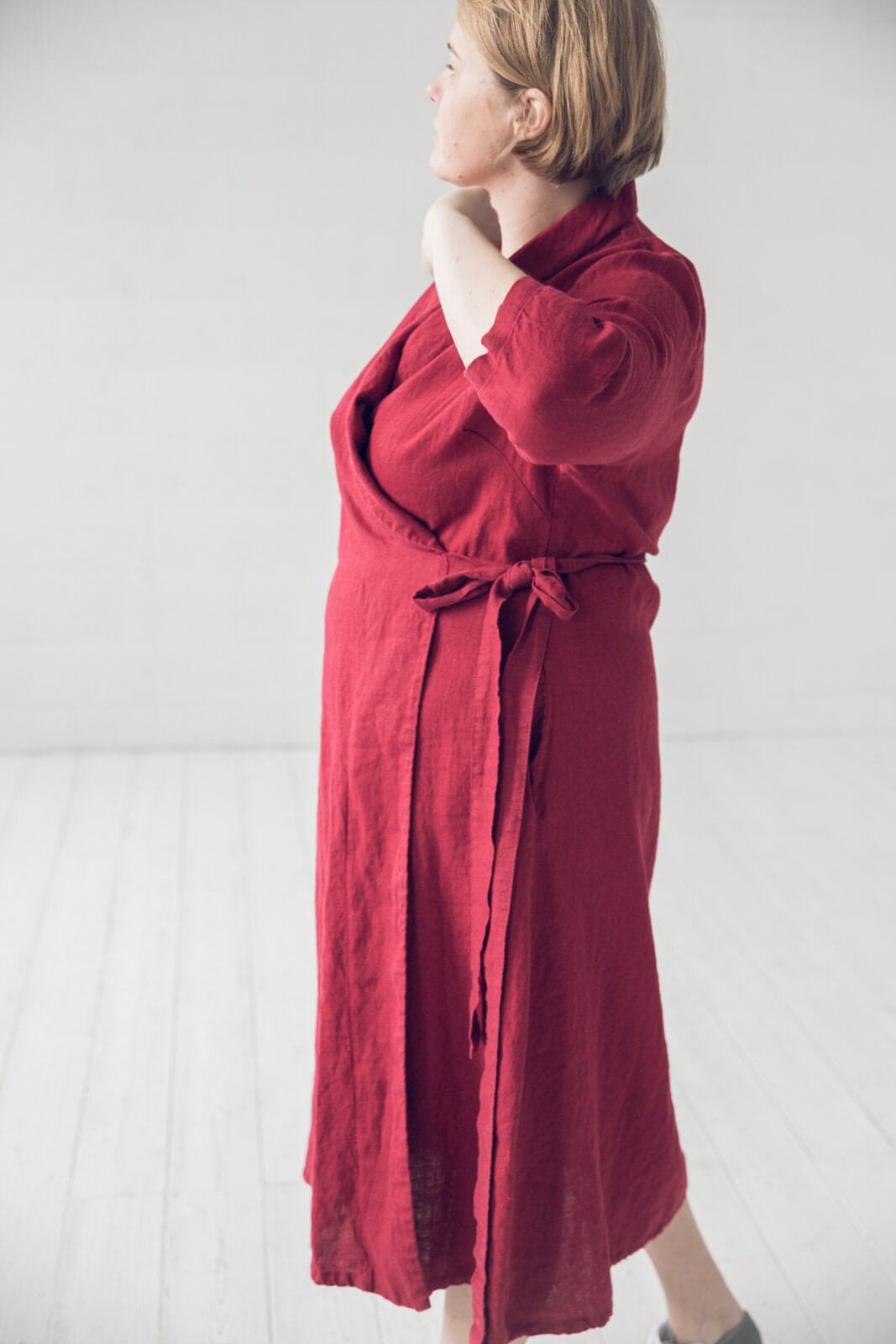Wrap Linen Long Robe Dress Old Linen Mill 