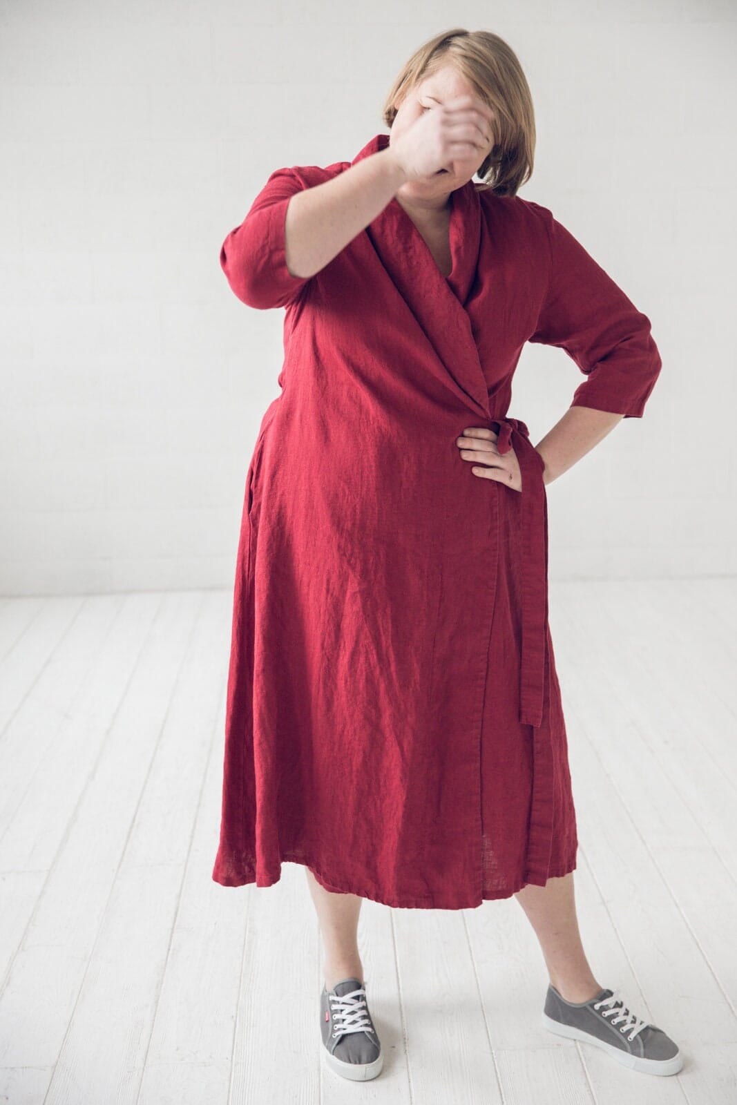 Wrap Linen Long Robe Dress Old Linen Mill 