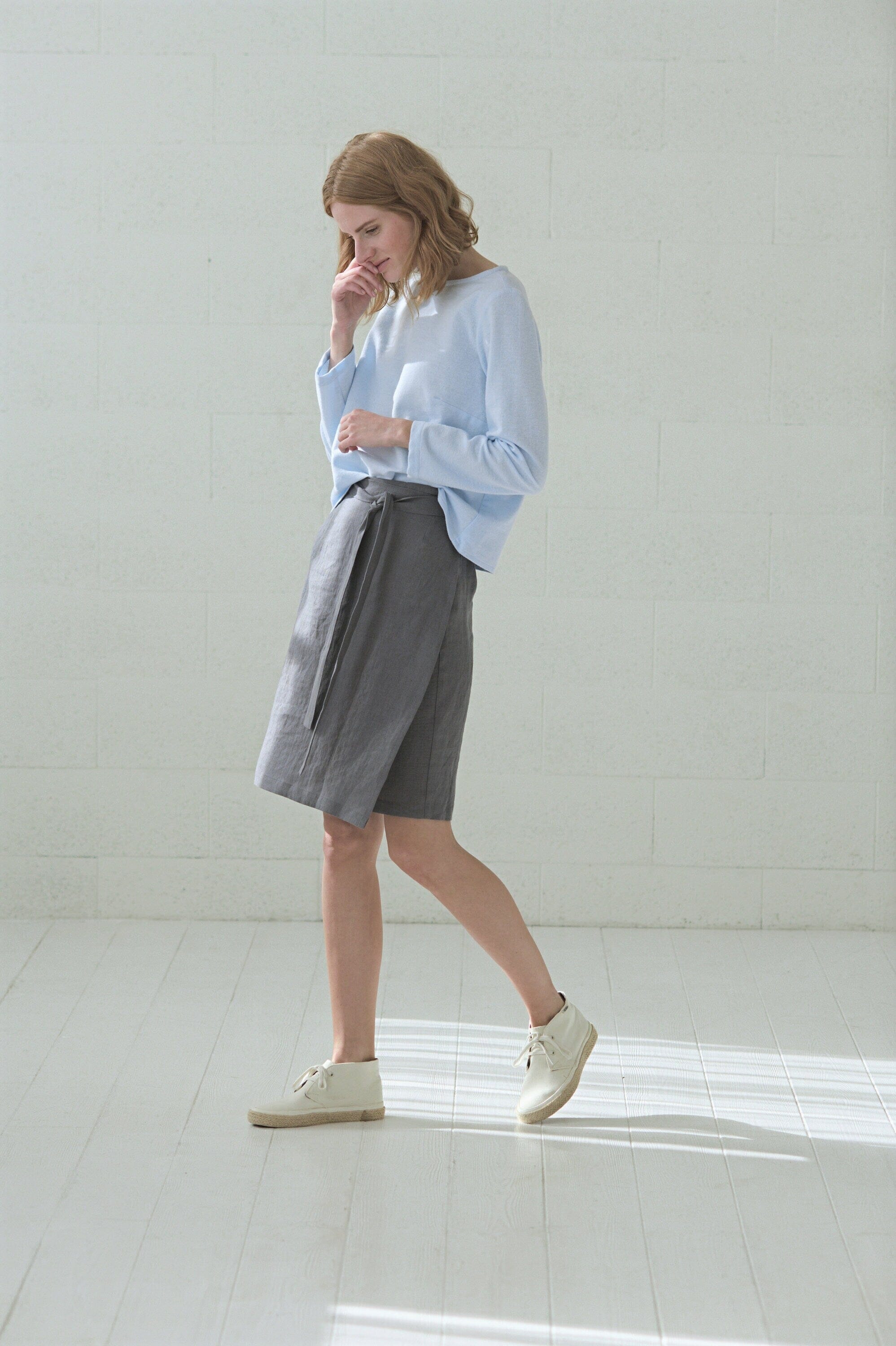 Wrap Linen Midi Skirt Old Linen Mill 