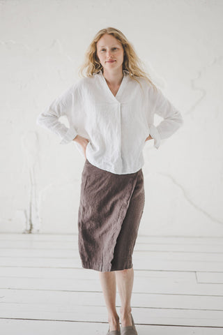 Wrap Linen Skirt / Midi Linen Skirt For Women / Knee Length Linen Skirt SK09 Old Linen Mill 