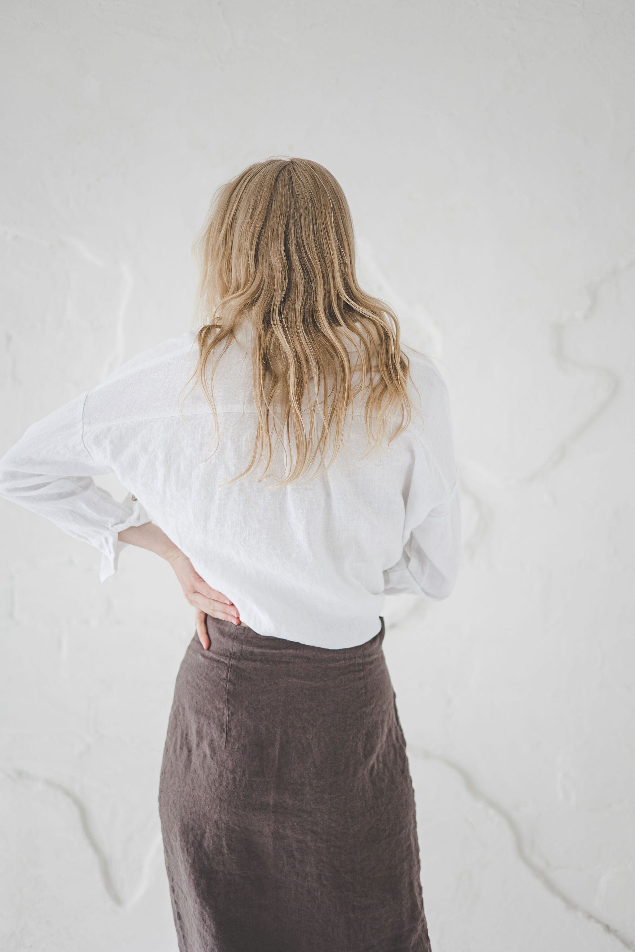 Wrap Linen Skirt / Midi Linen Skirt For Women / Knee Length Linen Skirt SK09 Old Linen Mill 