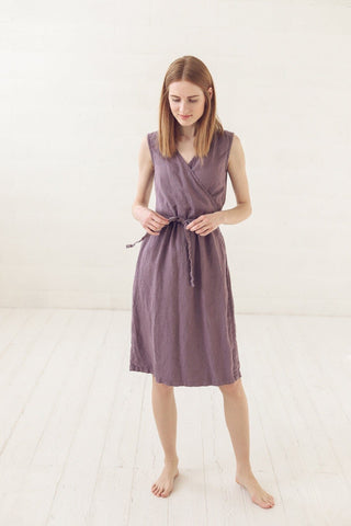Wrap Linen Sleeveless Dress Old Linen Mill 