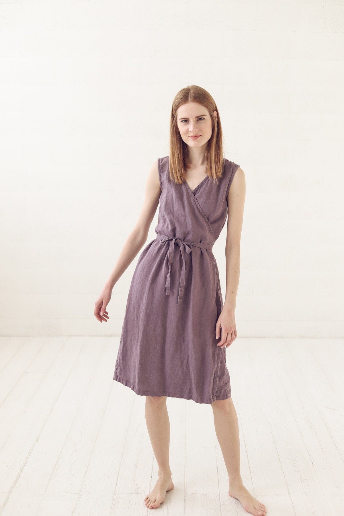 Wrap Linen Sleeveless Dress Old Linen Mill 