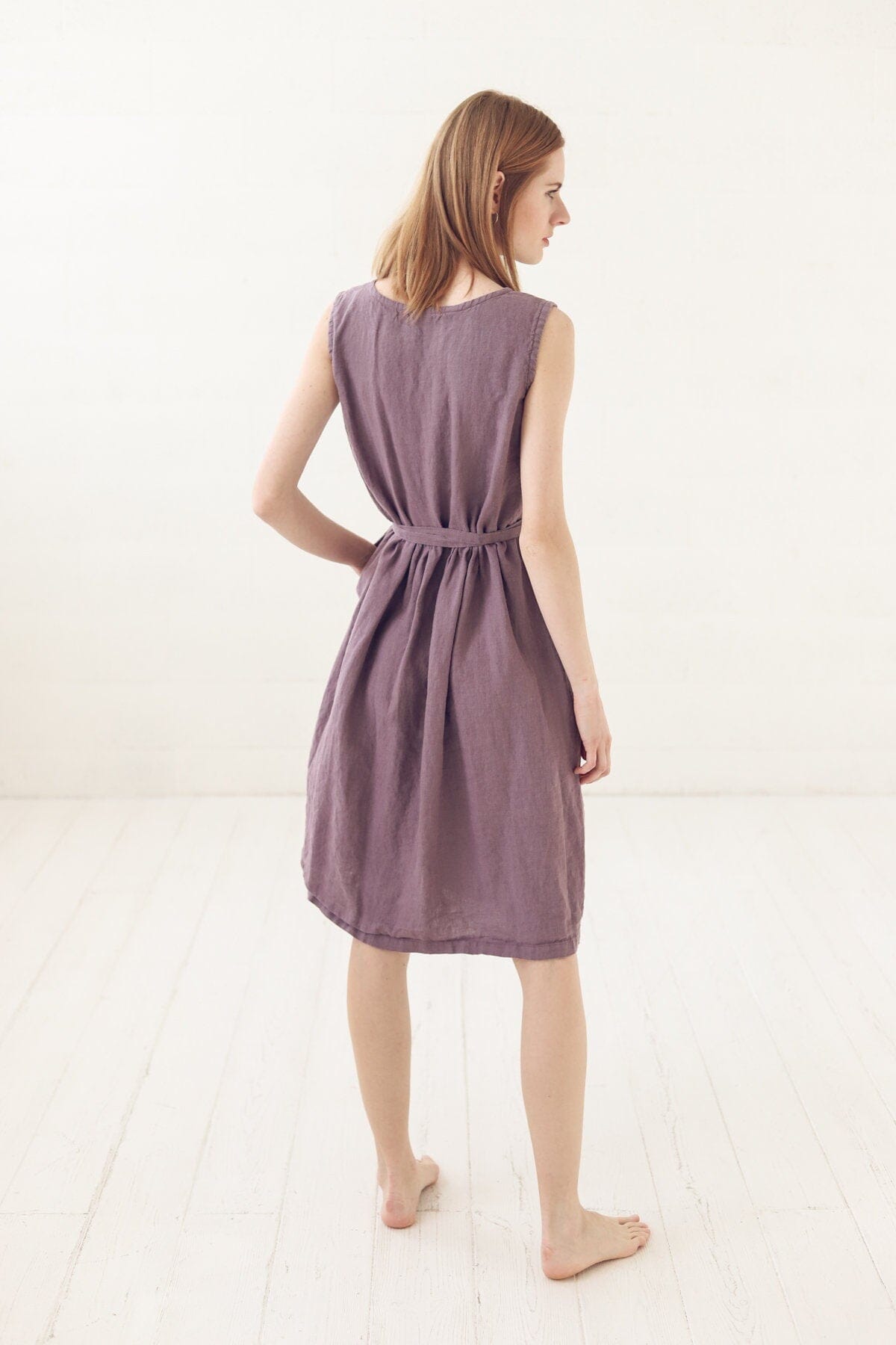 Wrap Linen Sleeveless Dress Old Linen Mill 