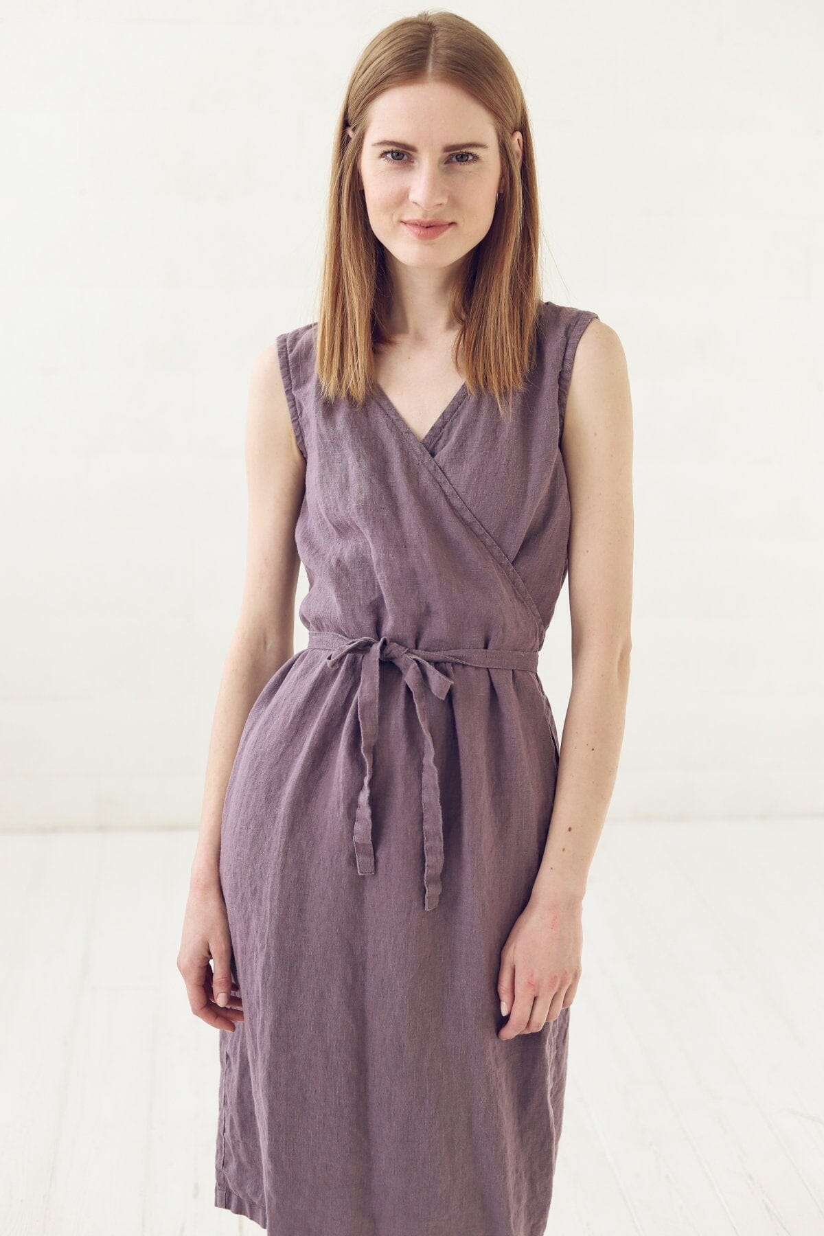 Wrap Linen Sleeveless Dress Old Linen Mill 