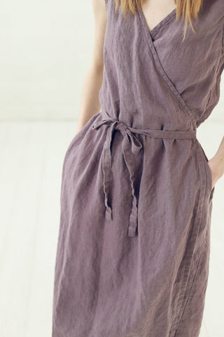 Wrap Linen Sleeveless Dress Old Linen Mill 