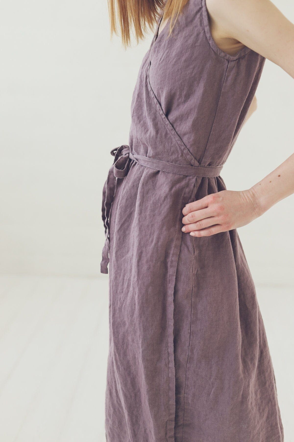 Wrap Linen Sleeveless Dress Old Linen Mill 