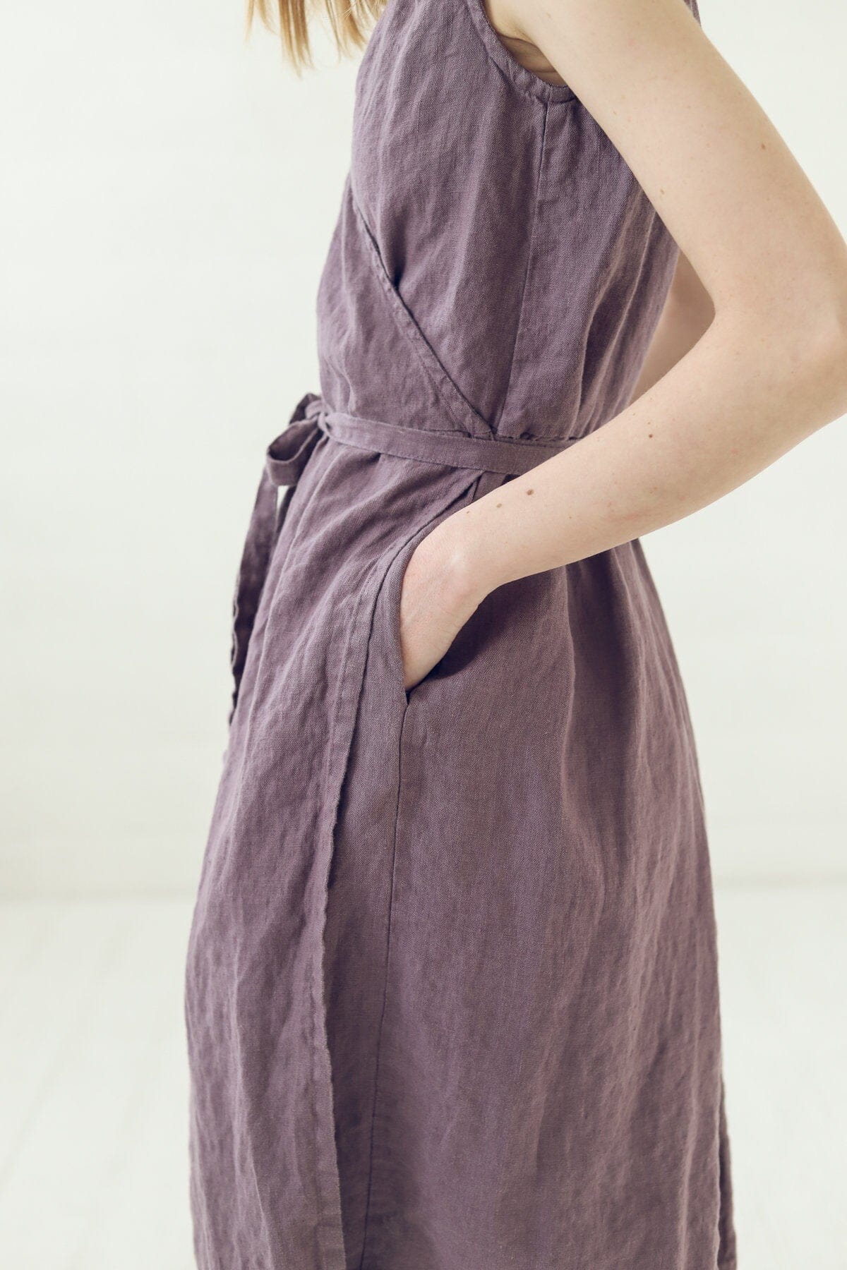 Wrap Linen Sleeveless Dress Old Linen Mill 