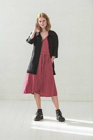 Wrap Midi Linen Summer Dress Old Linen Mill 