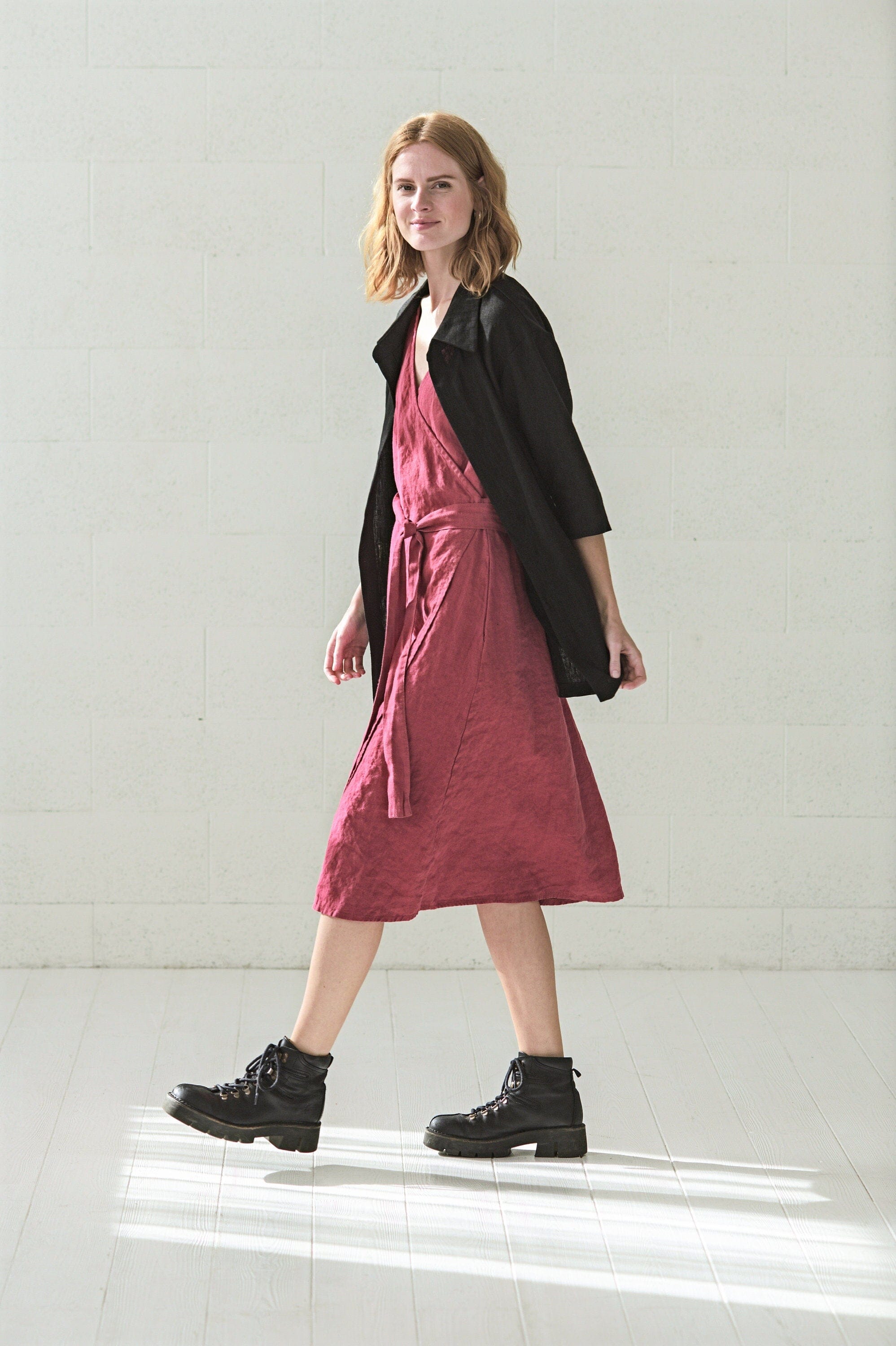 Wrap Midi Linen Summer Dress Old Linen Mill 