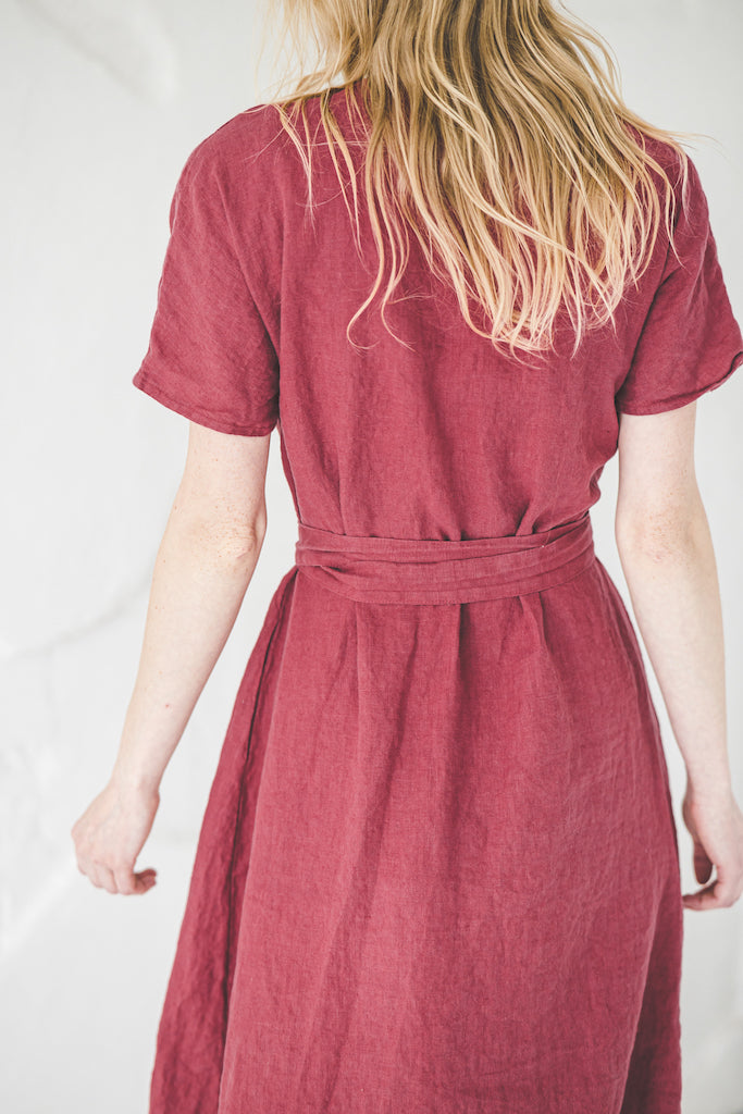 Wrap Midi Linen Summer Dress D39 Old Linen Mill